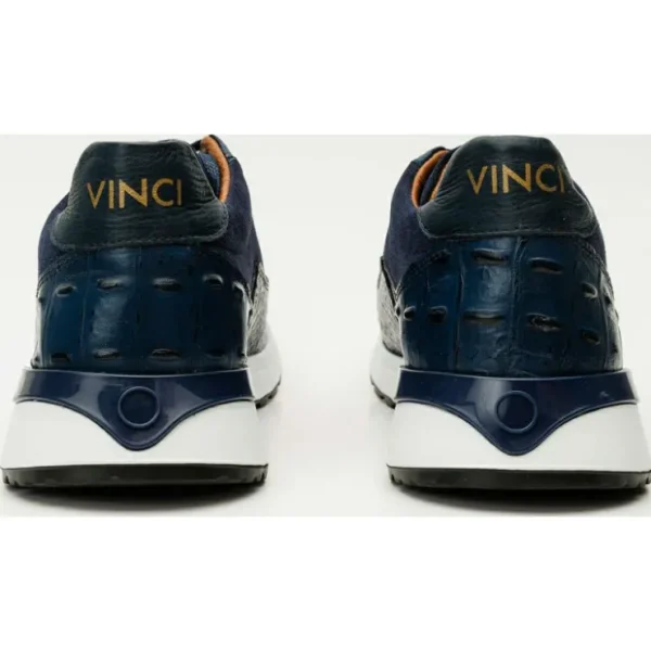 Best Sale Vinci Leather Shoes Vinci Leather The Savamala Dark Blue Leather Sneaker (18618 L-1) DarkBlue