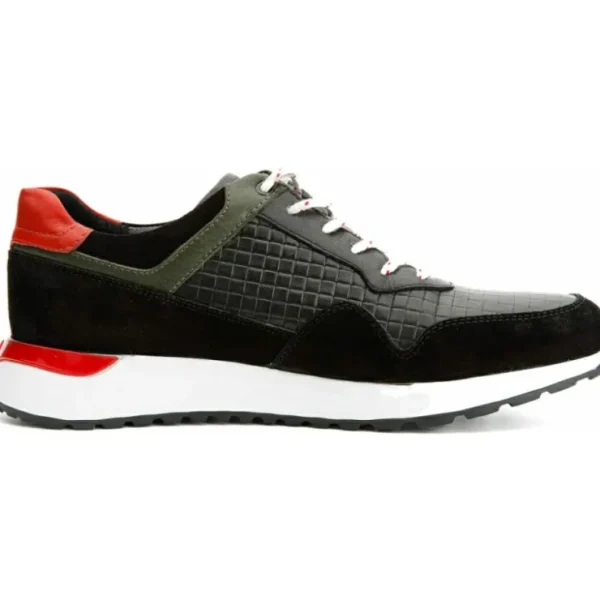 Best Vinci Leather Shoes Vinci Leather The Sonoma Black / Red Leather Sneaker (15018)