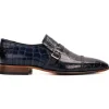 Store Vinci Leather Shoes Vinci Leather The Strat Single Monk Strap Shoes Navy