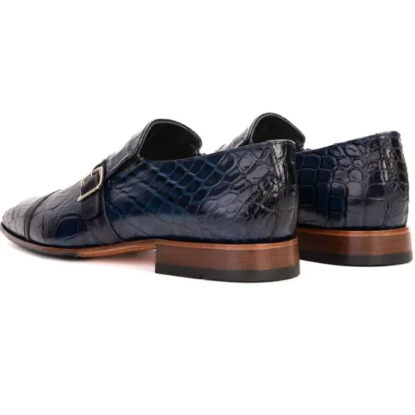 Store Vinci Leather Shoes Vinci Leather The Strat Single Monk Strap Shoes Navy