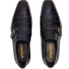 Store Vinci Leather Shoes Vinci Leather The Strat Single Monk Strap Shoes Navy