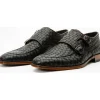 Clearance Vinci Leather Shoes Vinci Leather The Turan Woven Double Monk Strap Dress Shoe (15471) Black