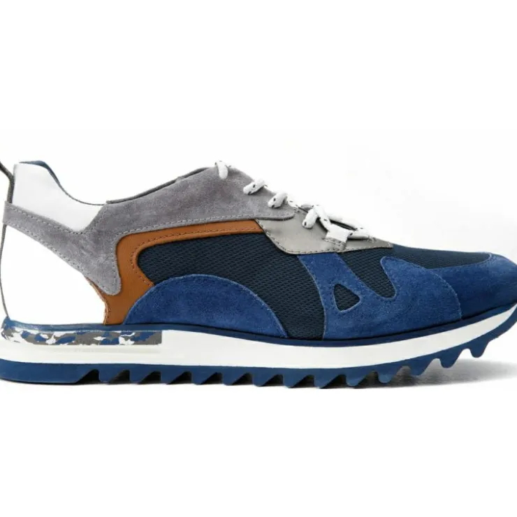 Best Vinci Leather Shoes Vinci Leather The Tyler Leather Sneaker (13023) Blue