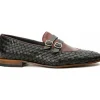 Online Vinci Leather Shoes Vinci Leather The Vatra Woven Double Monk Strap Shoe Black