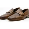 Best Sale Vinci Leather Shoes Vinci Leather The Vatra Woven Double Monk Strap Shoe (2135) Brown