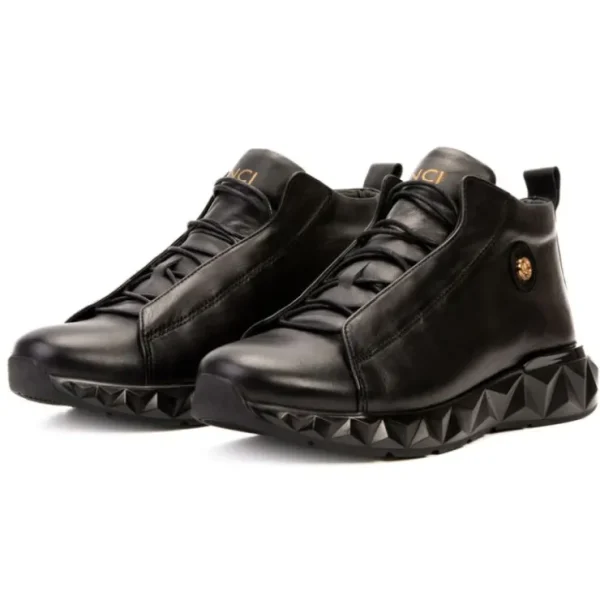 Fashion Vinci Leather Shoes Vinci Leather The Vertex Leather Sneaker Black