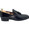 Clearance Vinci Leather Shoes Vinci Leather The Washington Dark Blue Leather Tassel Loafer (10661) DarkBlue