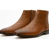 Store Vinci Leather Shoes Vinci Leather The Wellington Handwoven Leather Boot With A Zipper (12721 T-5) Brown