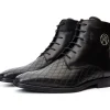 Discount Vinci Leather Shoes Vinci Leather The Zeus Leather Lace-up Boot With A Zipper (16071 S-1) Black