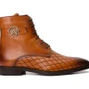 Clearance Vinci Leather Shoes Vinci Leather The Zeus Leather Lace-up Boot With A Zipper (16071 T-1) Brown