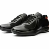 Online Vinci Leather Shoes Vinci Leather The Zona Black / Red Leather Sneaker (15123)