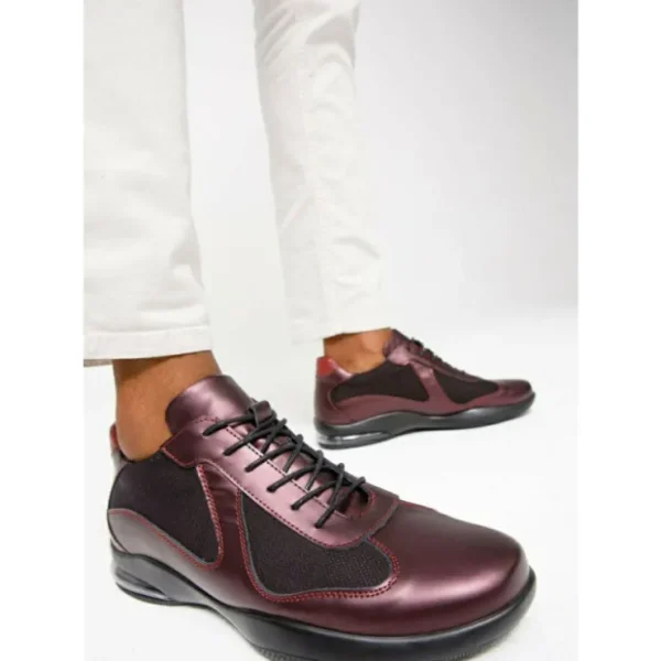 Clearance Vinci Leather Shoes Vinci Leather The Zona Leather Sneaker (15123) Burgundy