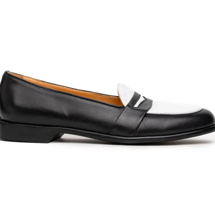 New Zelli Alba Calfskin Loafers Black / White (15-300-BKW)