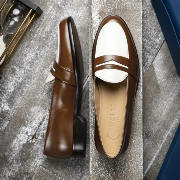 Sale Zelli Alba Calfskin Loafers Camel / Cream (15-300-CRM)