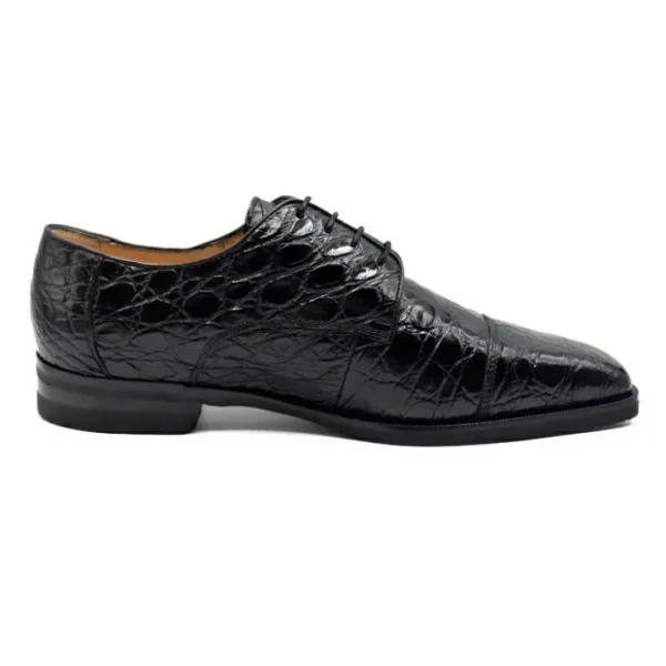zelli_andrea_crocodile_ca_2.webp New Zelli Andrea Crocodile Cap Toe Shoes (21-532-BKM) Black