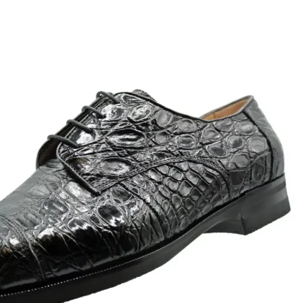 zelli_andrea_crocodile_ca_4.webp New Zelli Andrea Crocodile Cap Toe Shoes (21-532-BKM) Black