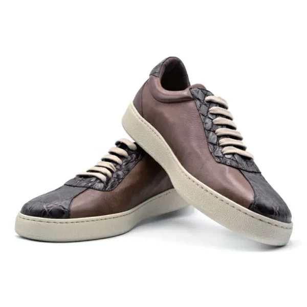 Shop Zelli Calfskin & Crocodile Sneakers Size 9 (SMPL-SK-006) Tobacco