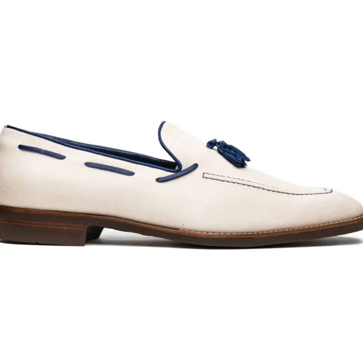 Clearance Zelli Carmen Sueded Italian Goatskin Tassel Loafers (16-628-SND) Sand