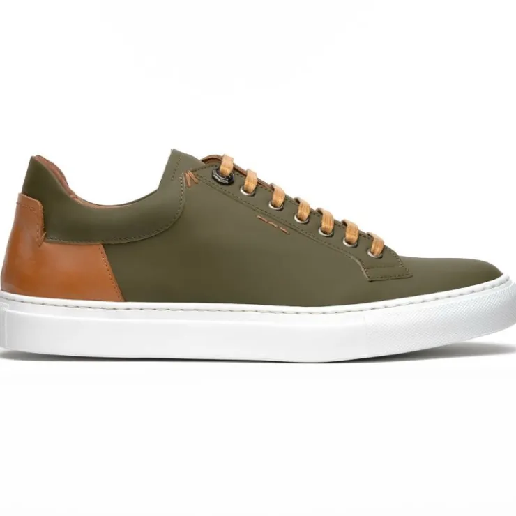 New Zelli Diaz Rubberized Calfskin Sneaker Olive Green (65-229-OLV) OliveGreen