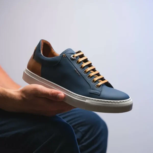 New Zelli Diaz Rubberized Calfskin Sneaker (65-229-NVY) Navy