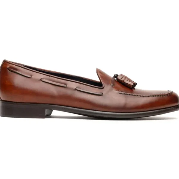 Cheap Zelli Franco Calfskin Hand Painted Tassel Loafers (15-586-CGN) Cognac