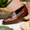 Cheap Zelli Franco Calfskin Hand Painted Tassel Loafers (15-586-CGN) Cognac