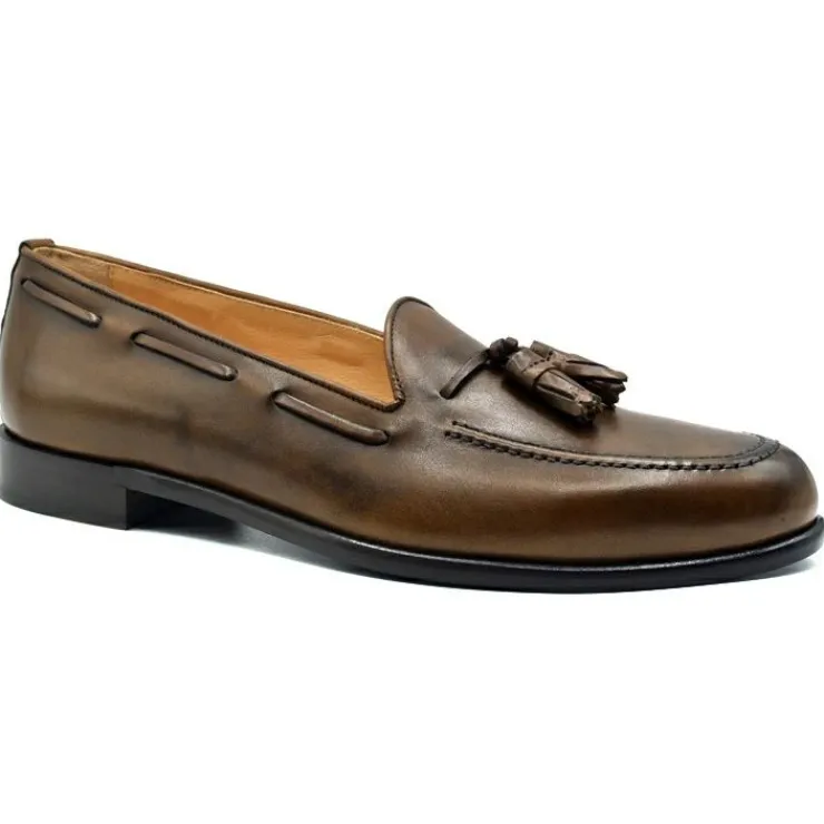 Discount Zelli Franco Calfskin Tassel Loafers (15-584-CRM) Caramel