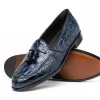 Flash Sale Zelli Franco Crocodile Tassel Loafers (11-582-NVY) Navy