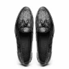 Clearance Zelli Franco Crocodile Tassel Loafers (11-582-BLK) Black