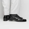 Clearance Zelli Franco Crocodile Tassel Loafers (11-582-BLK) Black