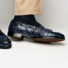 Flash Sale Zelli Franco Crocodile Tassel Loafers (11-582-NVY) Navy