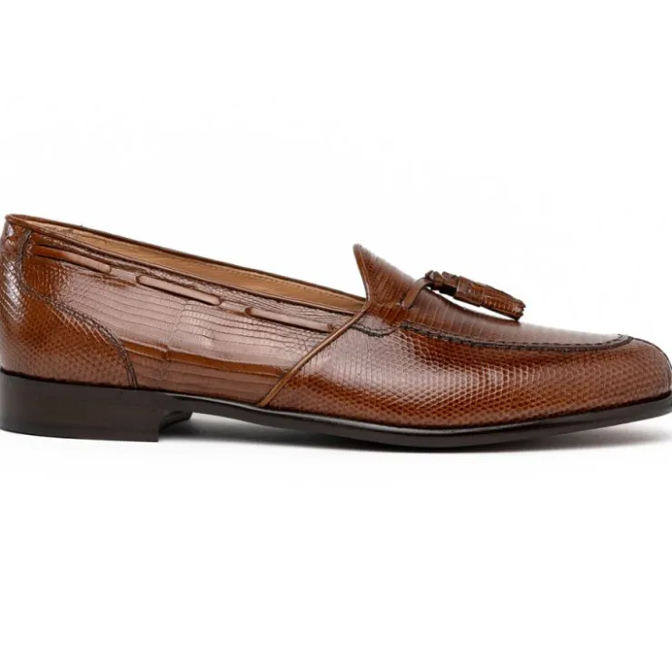 Best Zelli Franco Lizard Tassel Loafers (14-580-CGN) Cognac