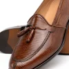 Best Zelli Franco Lizard Tassel Loafers (14-580-CGN) Cognac