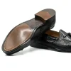 Store Zelli Franco Lizard Tassel Loafers (14-580-BLK) Black