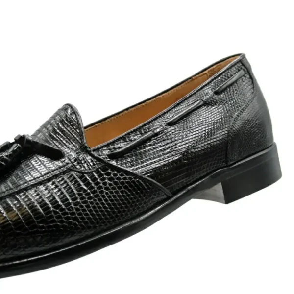 Store Zelli Franco Lizard Tassel Loafers (14-580-BLK) Black