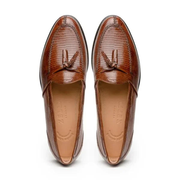 Best Zelli Franco Lizard Tassel Loafers (14-580-CGN) Cognac