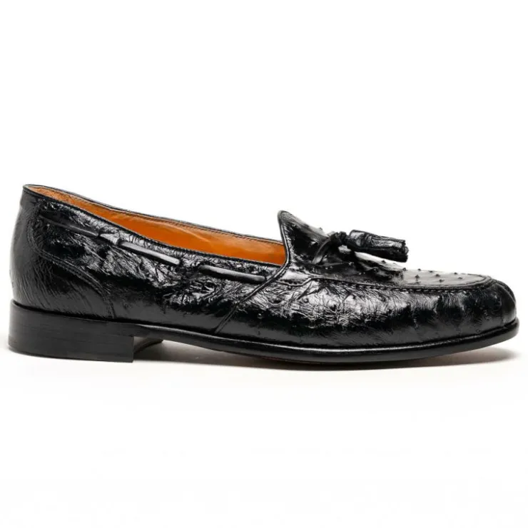 Flash Sale Zelli Franco Ostrich Tassel Loafers (13-581-BLK) Black