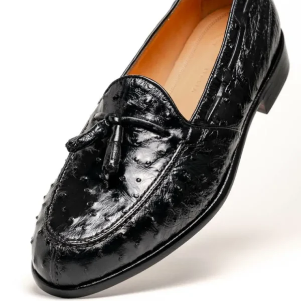 Flash Sale Zelli Franco Ostrich Tassel Loafers (13-581-BLK) Black