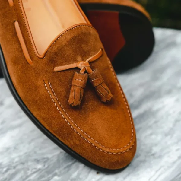 Cheap Zelli Franco Suede Tassel Loafers (16-583-TAB) Tobacco