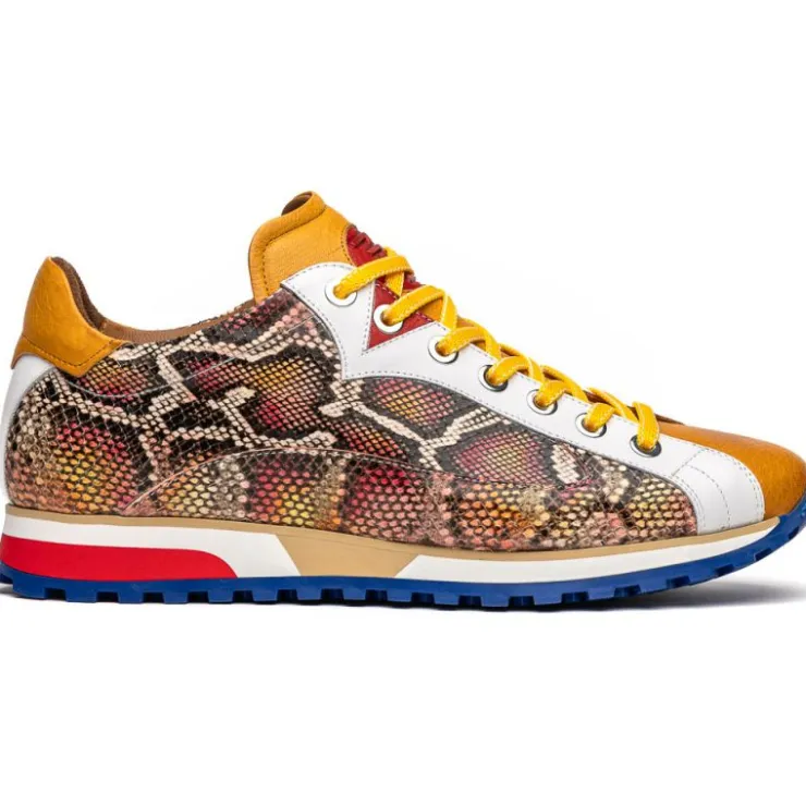 Discount Zelli Geo Python Embossed Calfskin Sneakers Mustard / White (65-340-MUS)