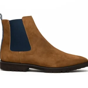 Online Zelli Gianna Suede Chelsea Boots Cognac / Navy (46-210-CGN)