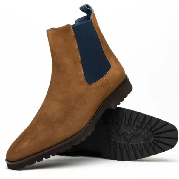 Online Zelli Gianna Suede Chelsea Boots Cognac / Navy (46-210-CGN)