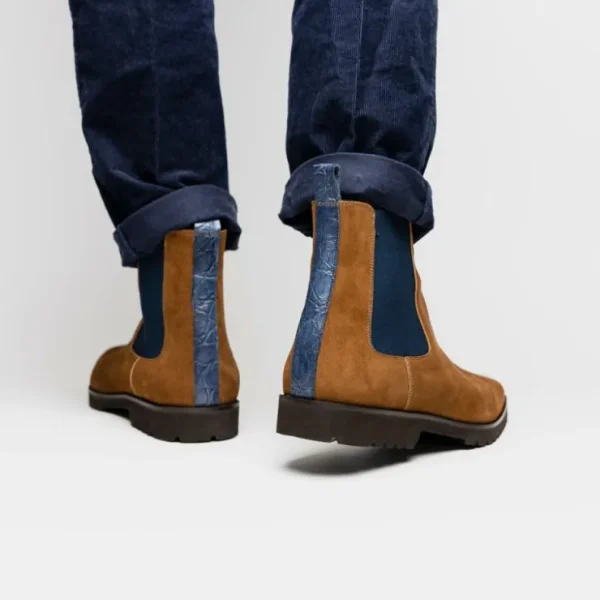 Online Zelli Gianna Suede Chelsea Boots Cognac / Navy (46-210-CGN)