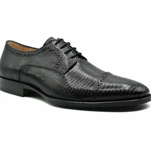 Store Zelli Giovanni Lizard Cap Toe Brogues (24-526-BLK) Black