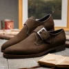 Fashion Zelli Hebilla Italian Suede Monk Strap Dark (56-110-DBR) Brown