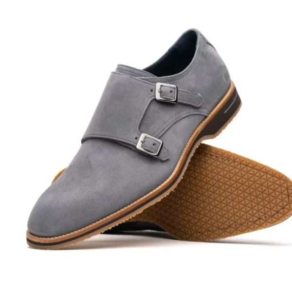 Flash Sale Zelli Legerra Goat Suede Monk Strap (56-105-GRY) Grey