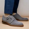 Flash Sale Zelli Legerra Goat Suede Monk Strap (56-105-GRY) Grey