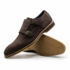 Clearance Zelli Legerra Suede Goatskin Double Monkstrap Shoes Chocolate Brown (56-105-BRN) ChocolateBrown