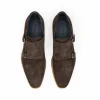 Clearance Zelli Legerra Suede Goatskin Double Monkstrap Shoes Chocolate Brown (56-105-BRN) ChocolateBrown