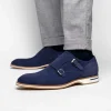 Discount Zelli Legerra Suede Goatskin Double Monkstrap Shoes (56-100-NVY) Navy